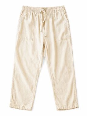 Pilcro Anthropologie Linen Pants Large Cream Drawstring Coastal Boho Relaxed EUC